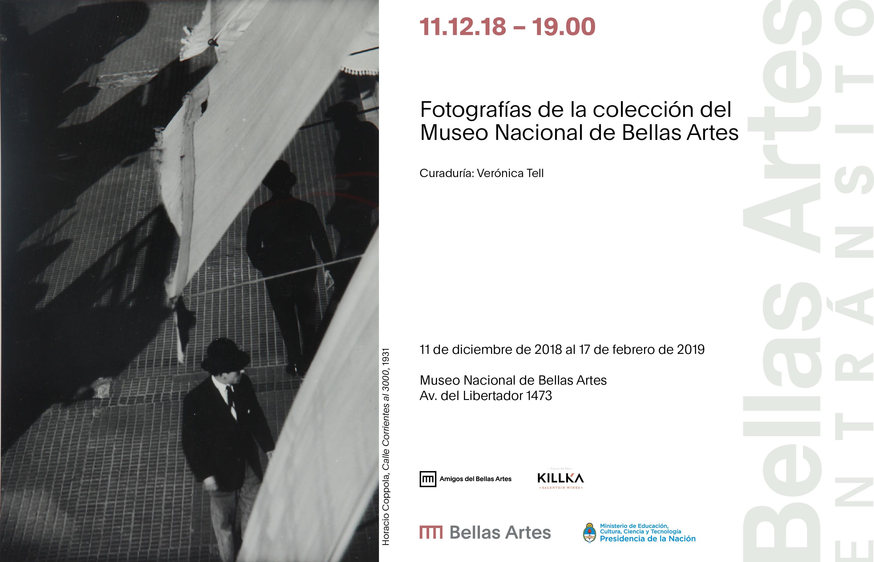 Invitación a la inauguración de la muestra En Tránsito. Fotografías de la colección del Museo, el martes 11 de diciembre de 2018, a las 19, en el Museo Nacional de Bellas Artes